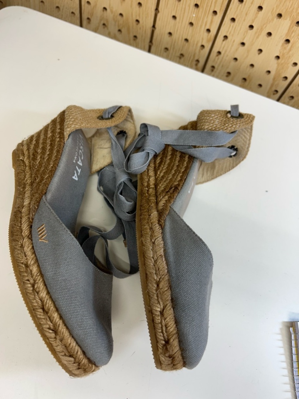 VISCATA Gray Canvas Espadrille Tie-Ankle Flats - Picture 4 of 8